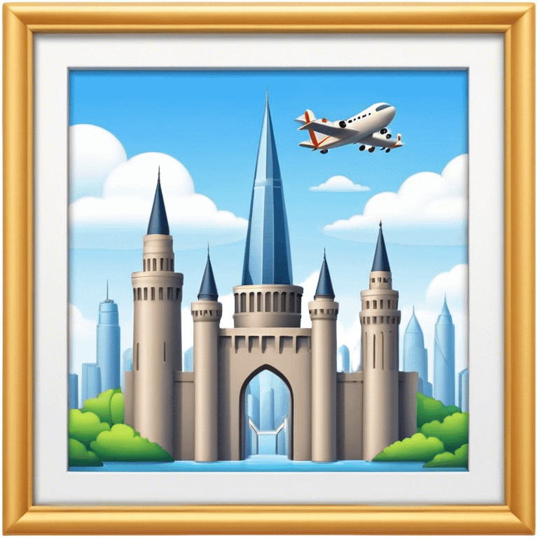 Two towers and a plane emoji