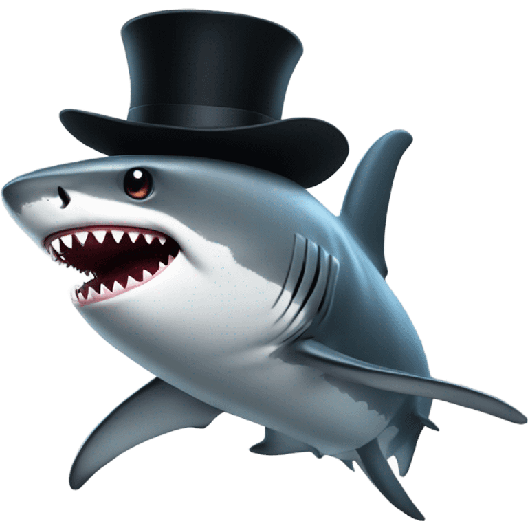 Shark with a top hat emoji