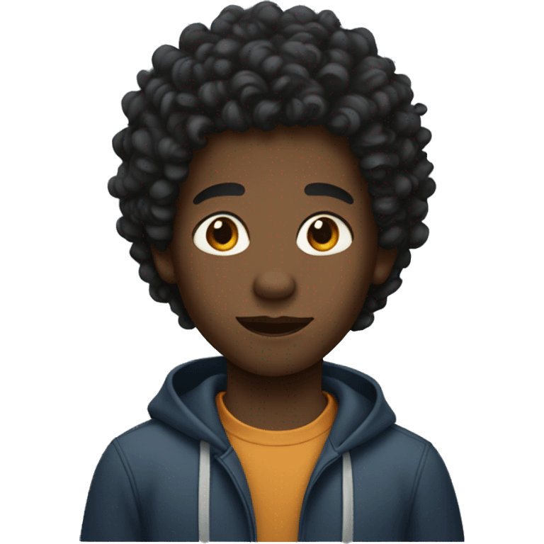 A black boy with curly hair  emoji