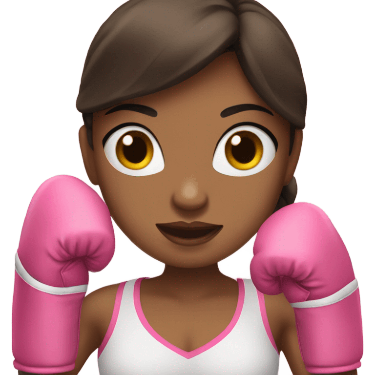 Brunette girl wearing pink boxing gloves emoji