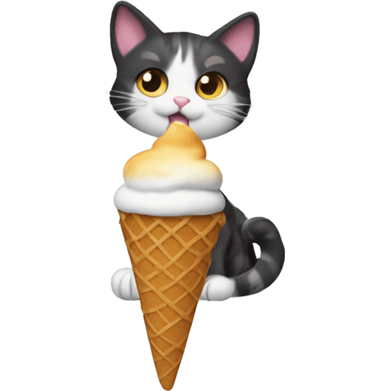 Icecream with calico cat emoji