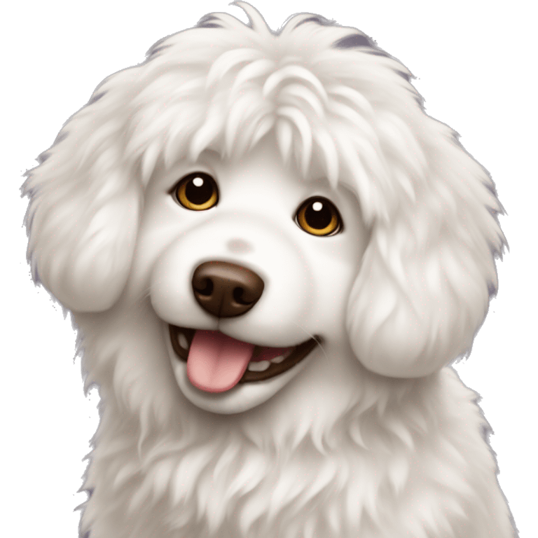 white fluffy dog with chocolate  emoji