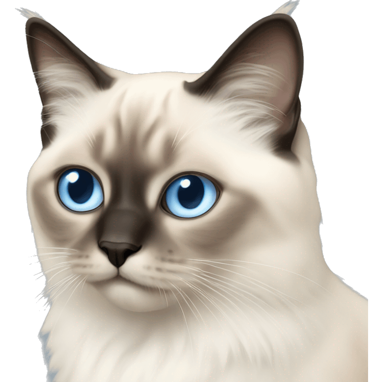 Birman cat with light blue eyes happy emoji