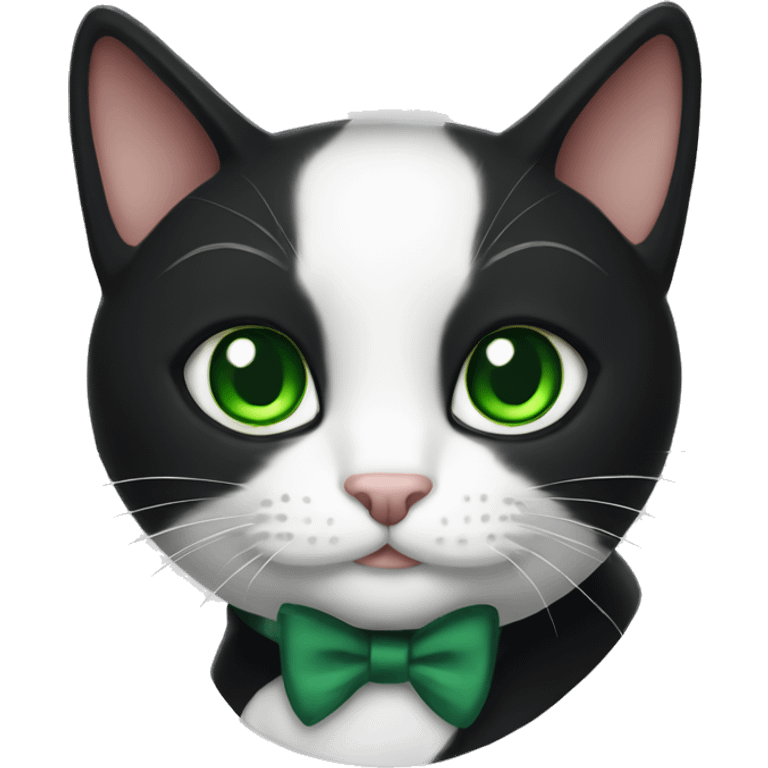 tuxedo cat with green eyes emoji