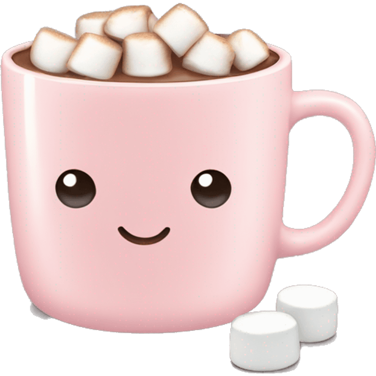 Light Pink mug of hot chocolate with marshmallows  emoji