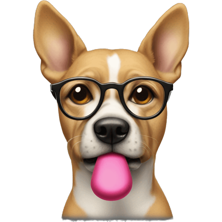 A dog with glasses smokes a pipe   emoji