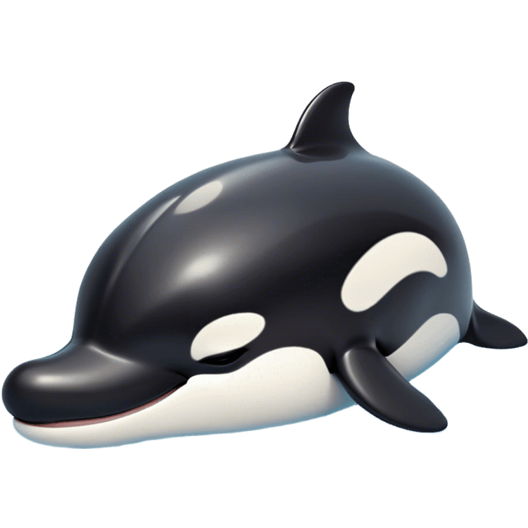 Meme-Worthy Cute Sleeping orca Portrait Emoji, Head resting peacefully with a contented smile, showcasing a smooth black-and-white body with gently drooping fins and eyes softly closed in serene slumber, Simplified yet adorably endearing features, highly detailed, glowing with a soft, drowsy deep-sea light, high shine, relaxed and utterly lovable, stylized with an air of playful oceanic laziness, soft glowing outline, capturing the essence of a sleeping orca that feels destined to become the next viral icon of adorable marine rest! emoji