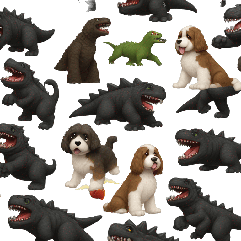 Bernedoodle fighting Godzilla  emoji