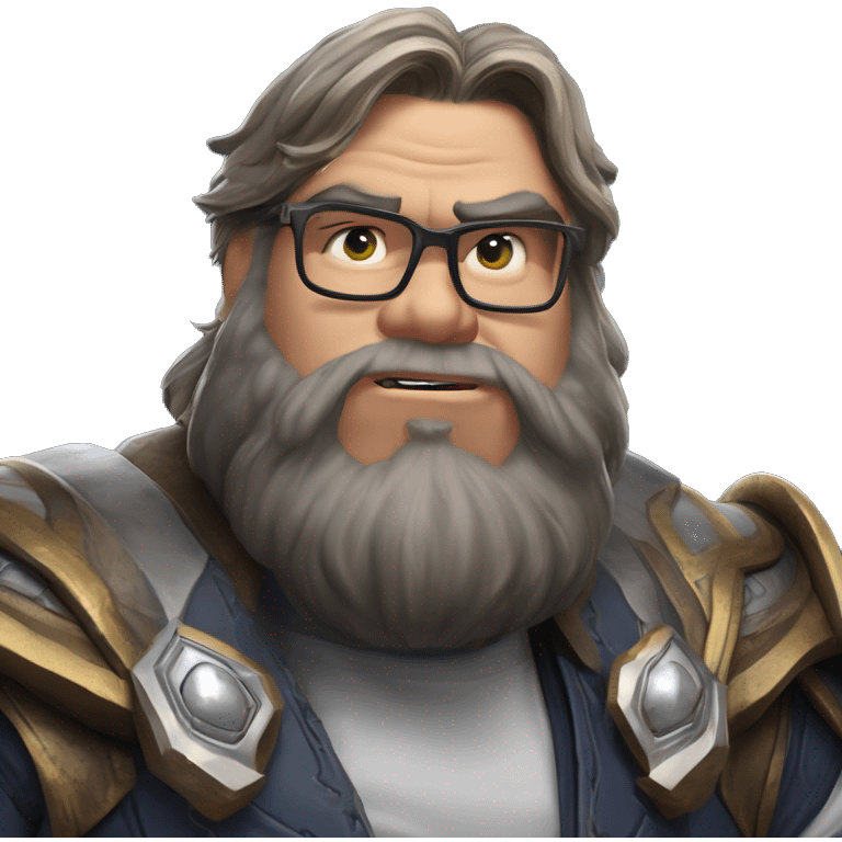 Warcraft geeky collecting Steve Wozniak in Marvel Avengers style, oil paint, mysterious eyes, intricate lips, masterpiece pose, odd perspective, beautiful, desirable, logical emoji