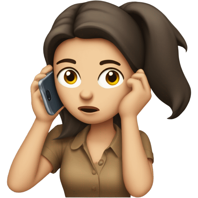 Brunette annoyed Girl calling emoji