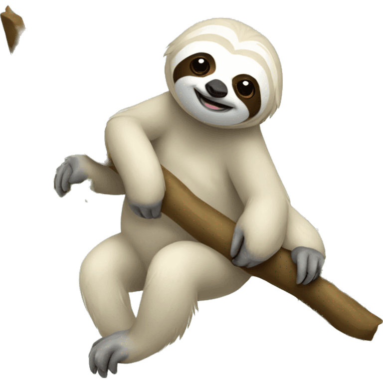 White sloth on branch emoji