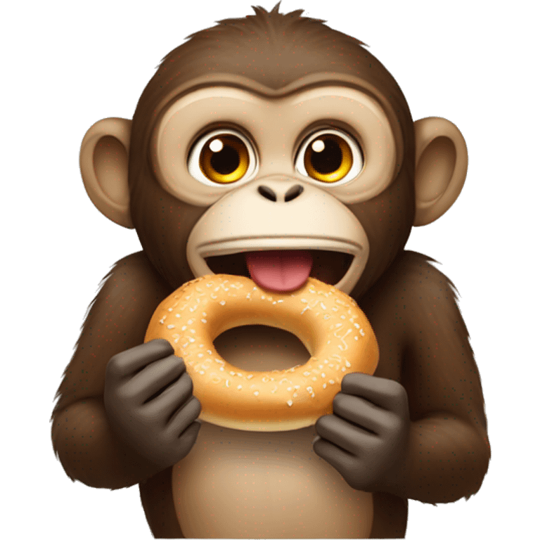 Monkey eating a bagel emoji