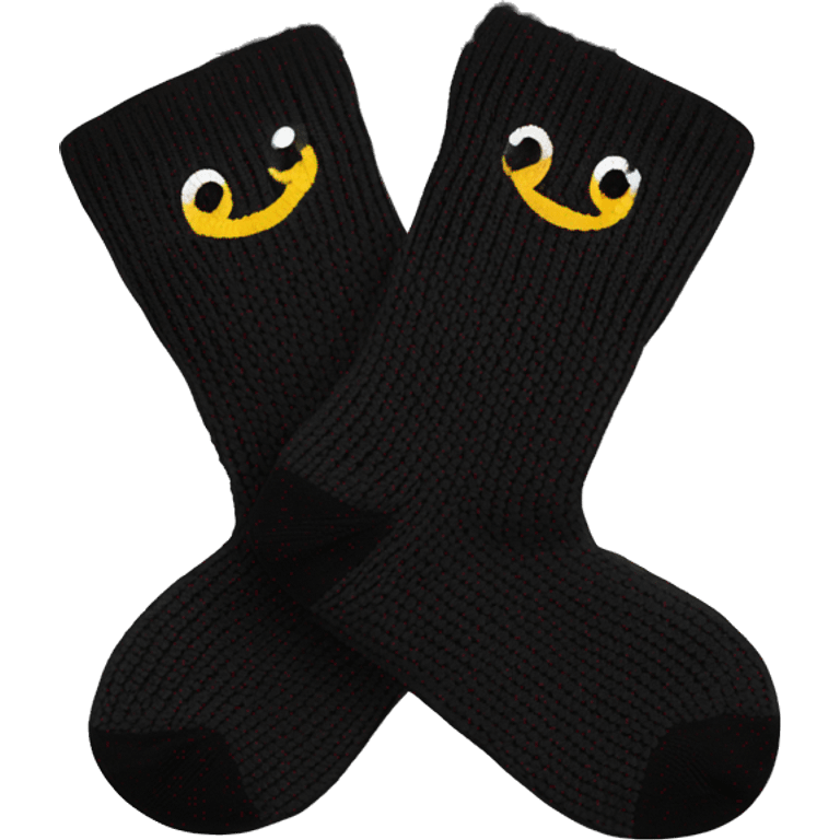 Pair  knitted socks black emoji