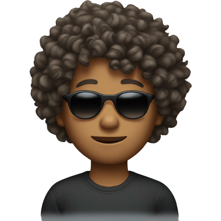 Curly hair boy with sunglasses emoji