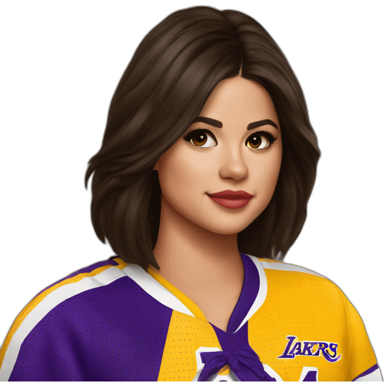 selena gomez wearing yellow lakers jersey emoji