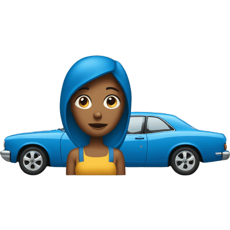 Woman waiting in her blue car emoji