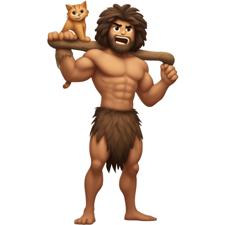 Hot caveman and cat emoji