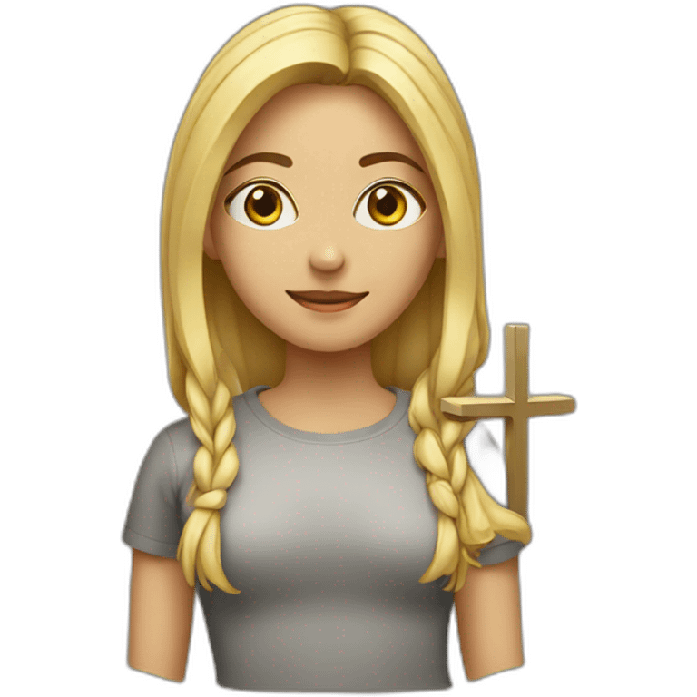 Woman with a cross t-shirt emoji