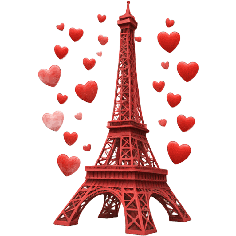 eifel tower with red hearts emoji