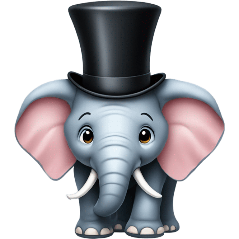 A happy elephant with a top hat emoji