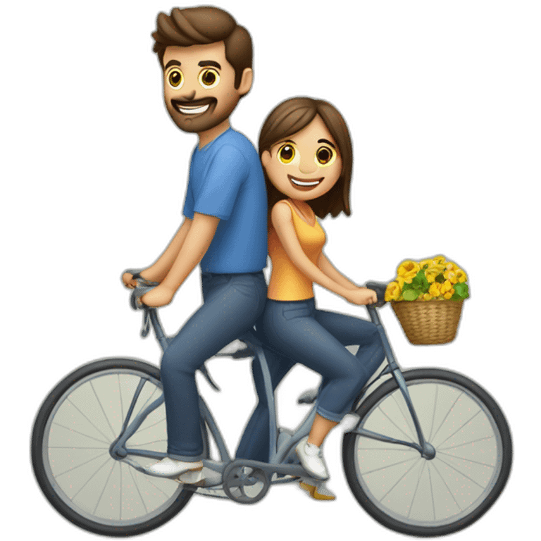 hombre y mujer montando juntos en una bicicleta cada uno emoji