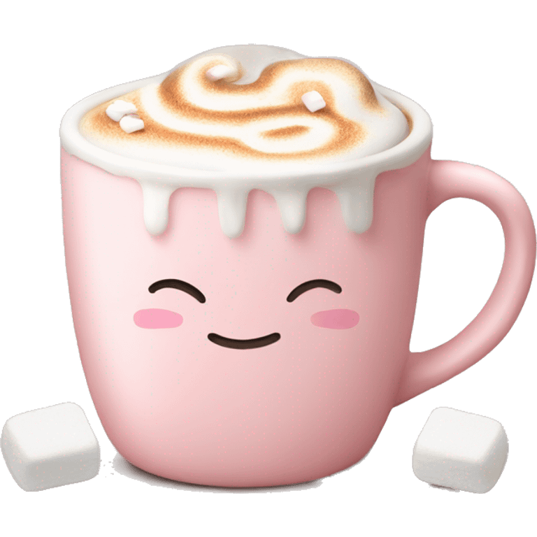 Light Pink mug of latte with marshmallows  emoji