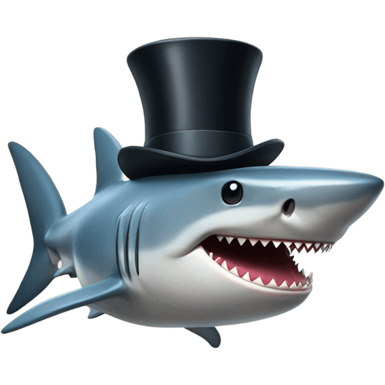 Shark with a top hat emoji