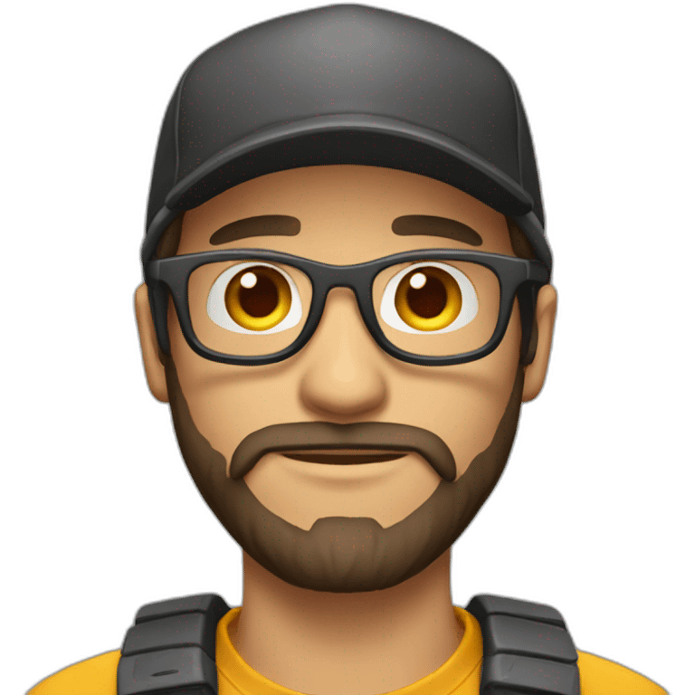 Male gamer with glasses, cap and brown beard emoji