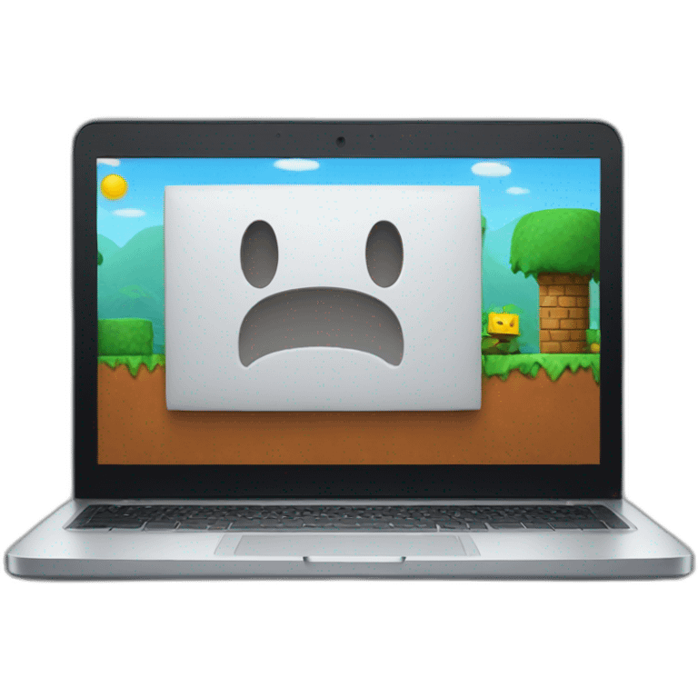 Mario behind a laptop emoji