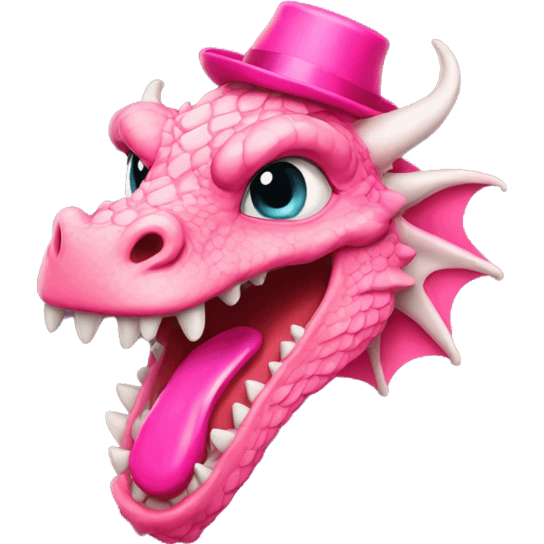 Dragon wearing a pink hat with lipstick on emoji