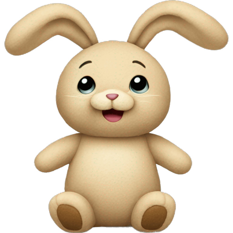 Old beige plush rabbit toy emoji