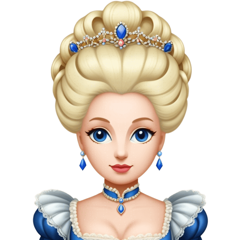 Cinematic Realistic Marie Antoinette Portrait Emoji, depicted as an opulent royal figure with elegant attire and a graceful poised expression, rendered with rich textures and soft lavish lighting that captures her historical allure. emoji