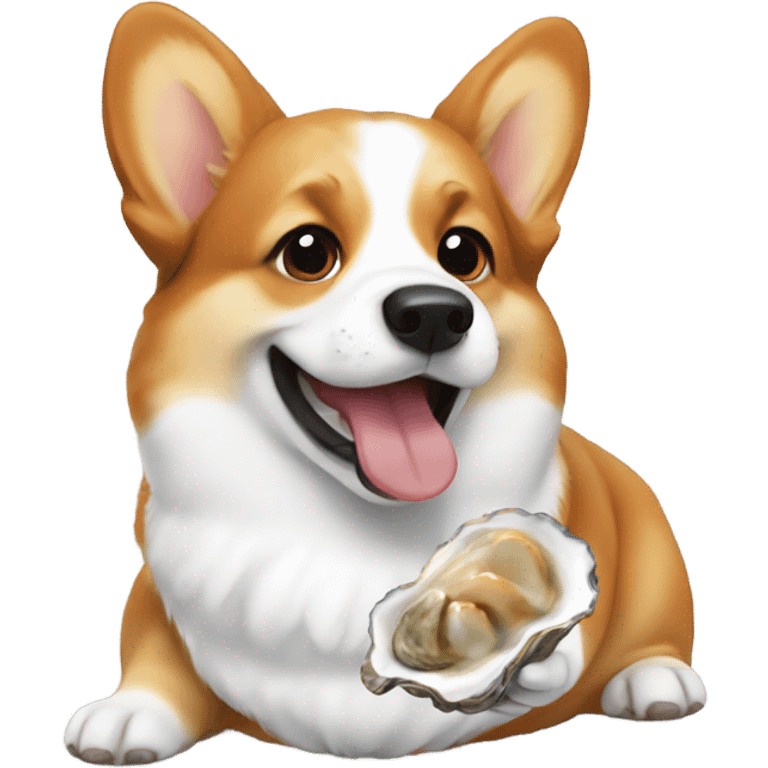 Corgi eating oyster emoji