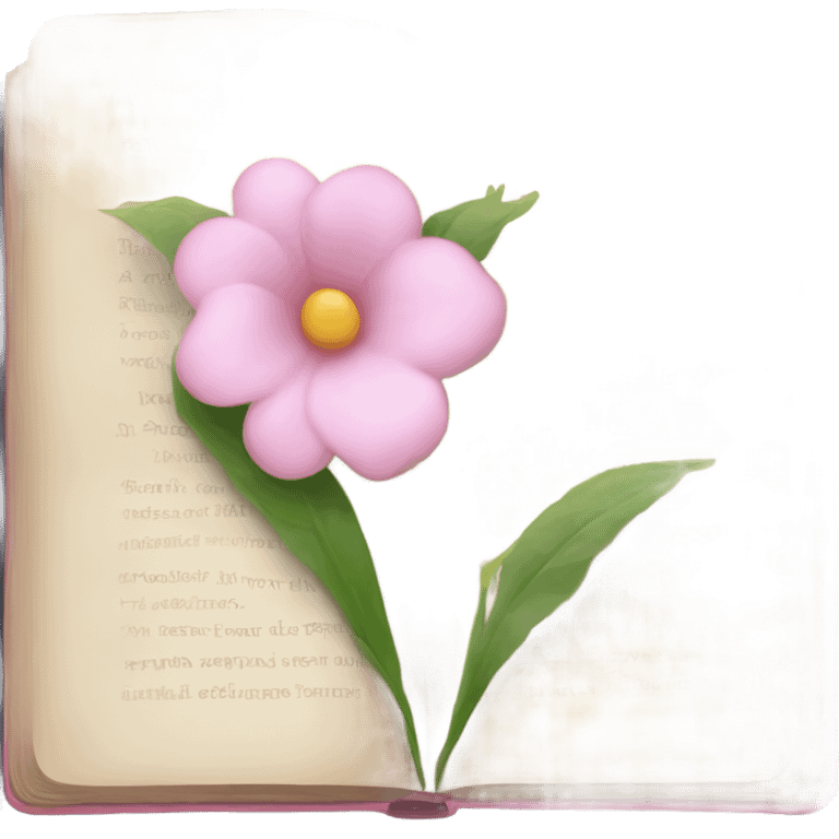 Realistic Open book with light pink flower inside emoji