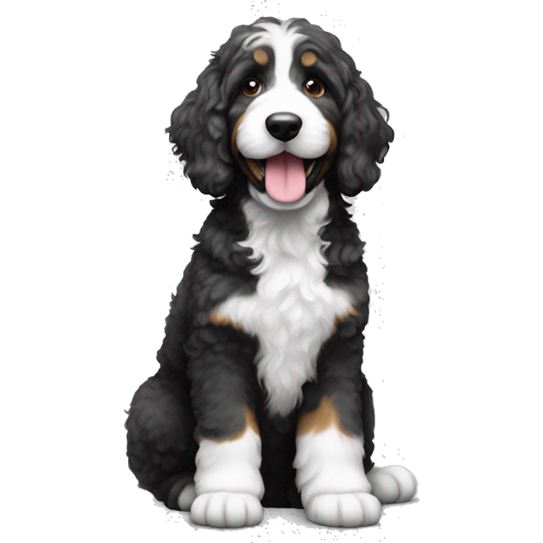 Grey black and white Bernedoodles emoji