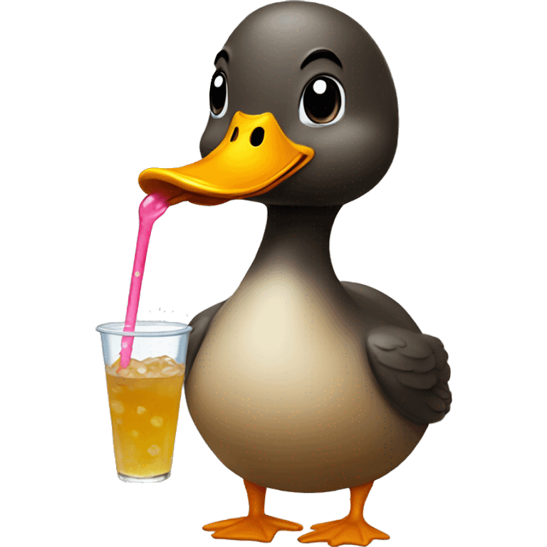 Duck drinking boba emoji