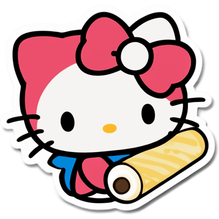 Hello kitty with cinommiom roll emoji