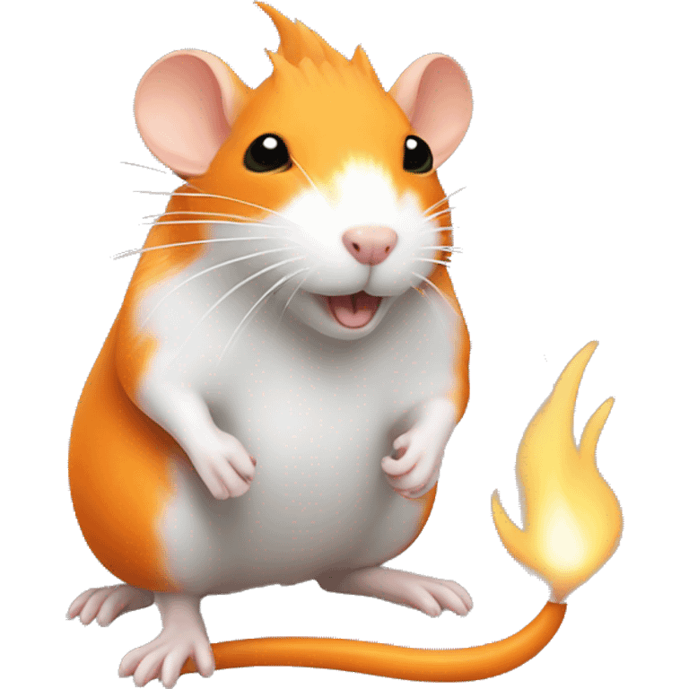 an orange rat with a white flame shape on it's fur emoji