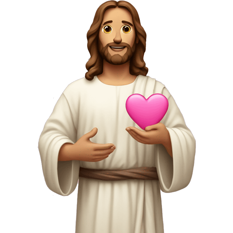 Jesus with pink heart in his hands emoji