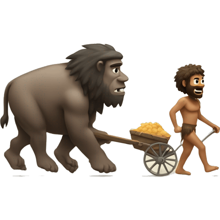 caveman pulling cart on his back emoji