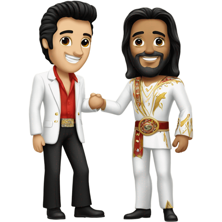 Elvis and Jesus shaking hands emoji