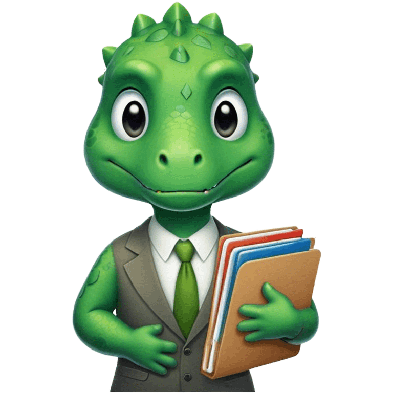 sad office dinosaur holding folders emoji