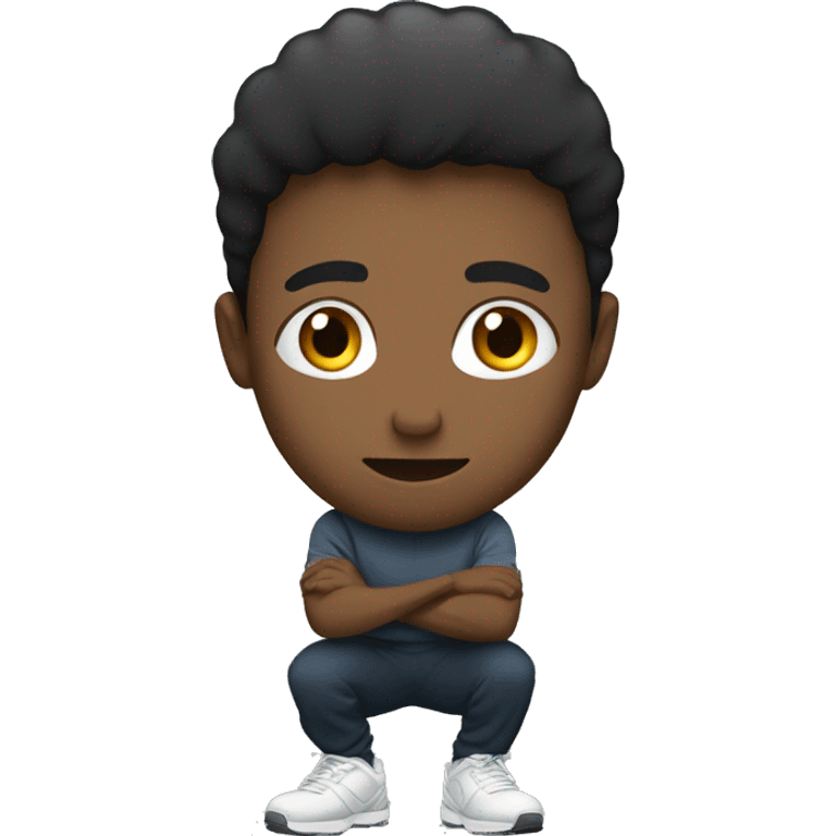 a young man doing squat (sport) emoji