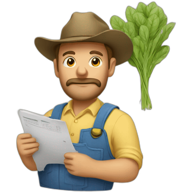 Farmer doing taxes emoji