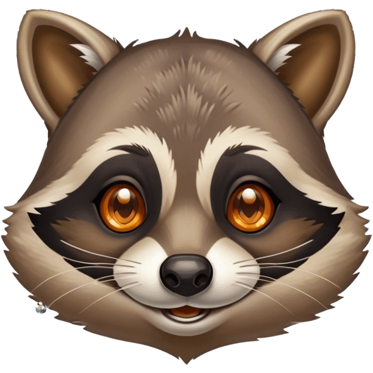 Victorian fairytale illustration depicting a happy raccoon with tanned skin, adorned with amber and diamonds emoji