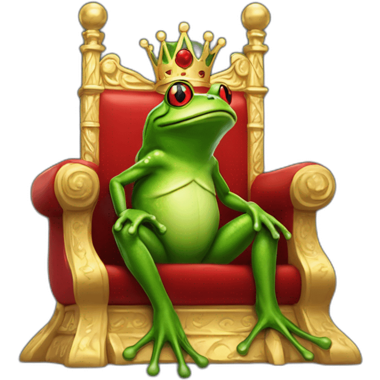 King frog sitting on a throne made of solid gold emoji