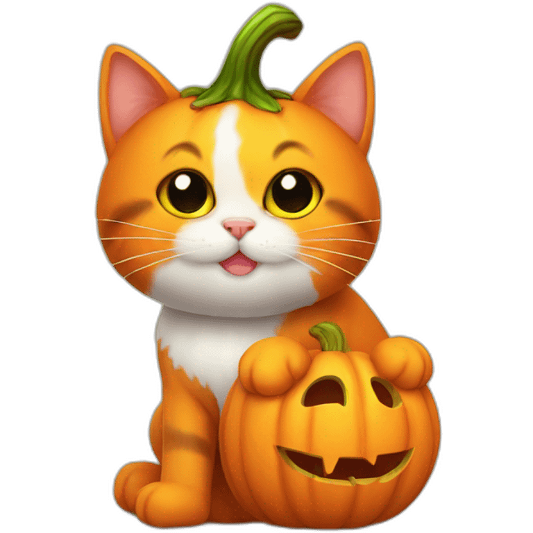 Halloween cute pumpkin cat emoji