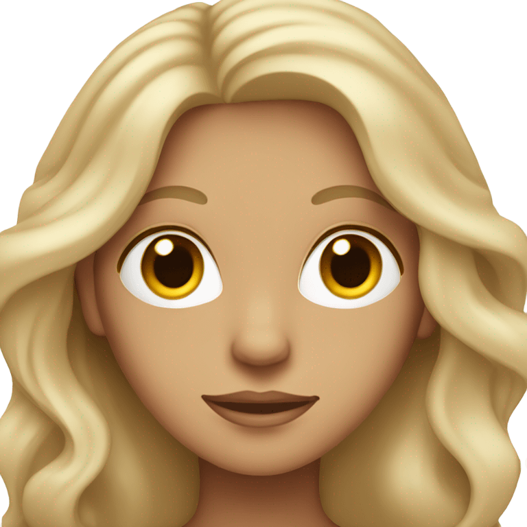 a woman with long wavy hair and brown eyes and white skin with macbook emoji