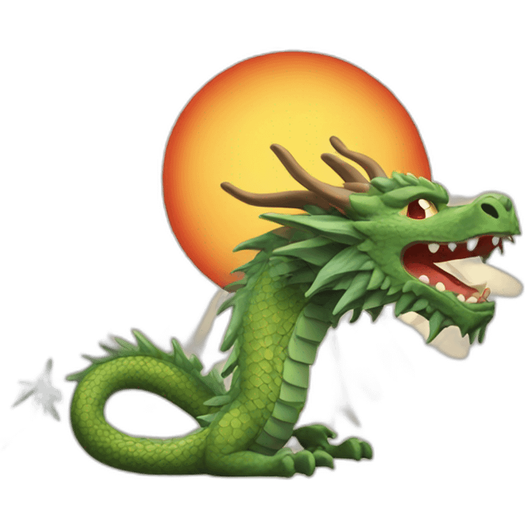 dragon with japanese sun emoji