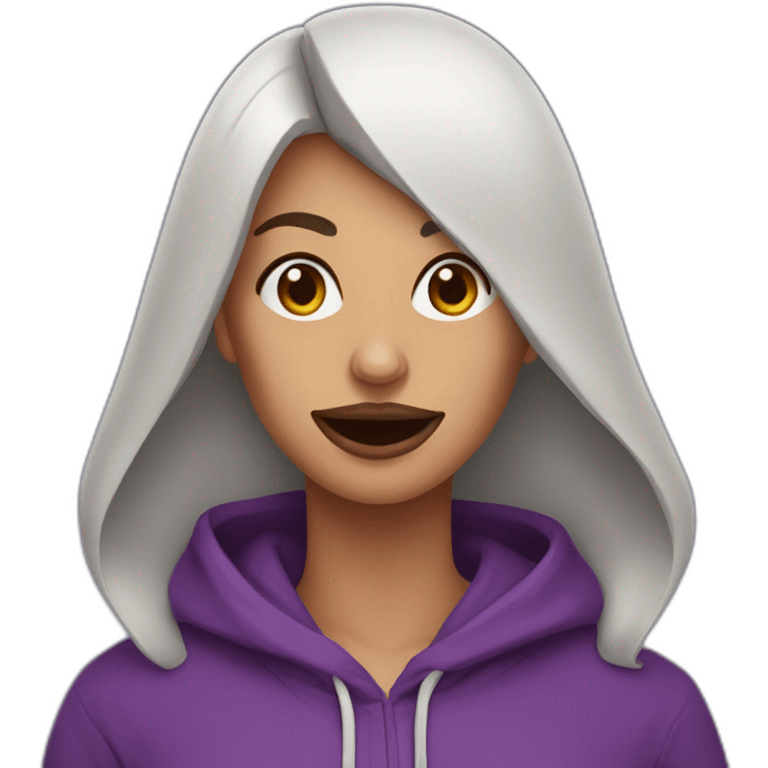 Armenian Woman  with purple hoodie and with a snake tounge emoji